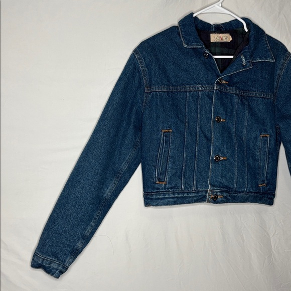 Vintage 90’s J. Crew Quilted Plaid Lining Denim Trucker Jacket Giant Tag Era - Picture 4 of 12
